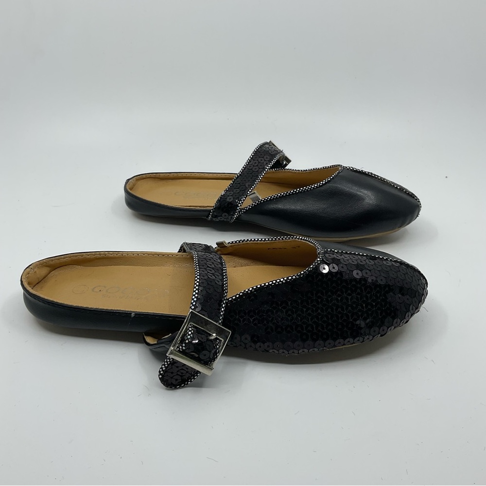 Coco’s Leather and Sequin Slip-on Ballet Flats Mules